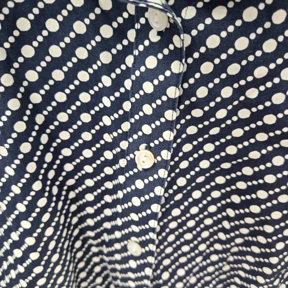 Talbots Petites Navy White Polka Dots Cotton Button Down Shirt Size 14P - Picture 6 of 11